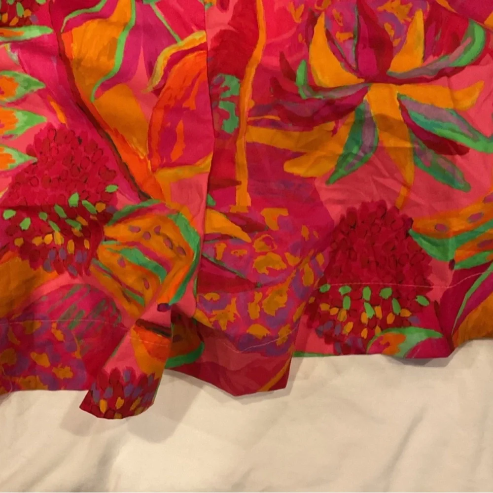 Anthropologie FARM RIO Bright Pink Tropical Button-Up Romper